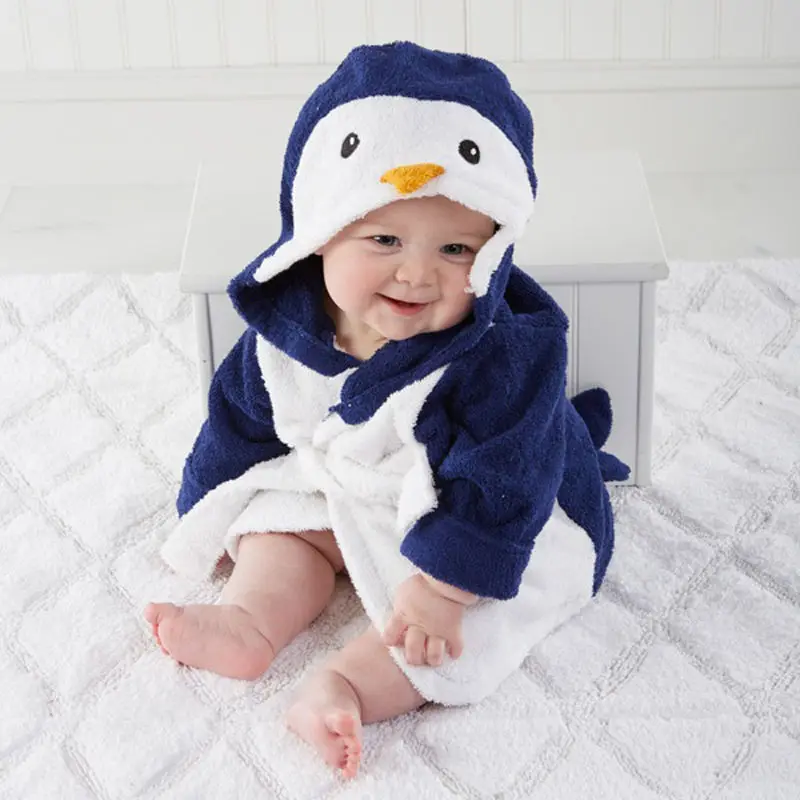 Albornoz de dibujos animados para bebé, niño y niña, pijama con forma de  pingüino, mono y zorro, Toalla de baño con capucha
