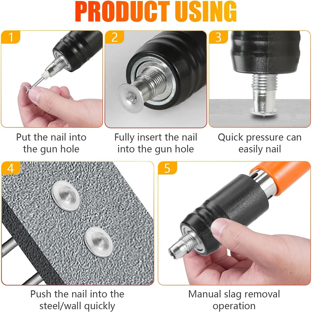 Handheld Nail Gun Powerful Concrete Manual Rivet Silence Gun Ceiling Wall Anchor Wire Slotting Device Roofing Framing Palm Gun 3