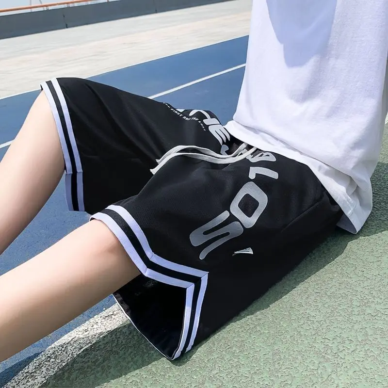 American High Street Fashion Shorts for Men, Trendy Brand Summer Basketball Sports Loose Fit Five-Point Mid-Length Shorts for Me 6