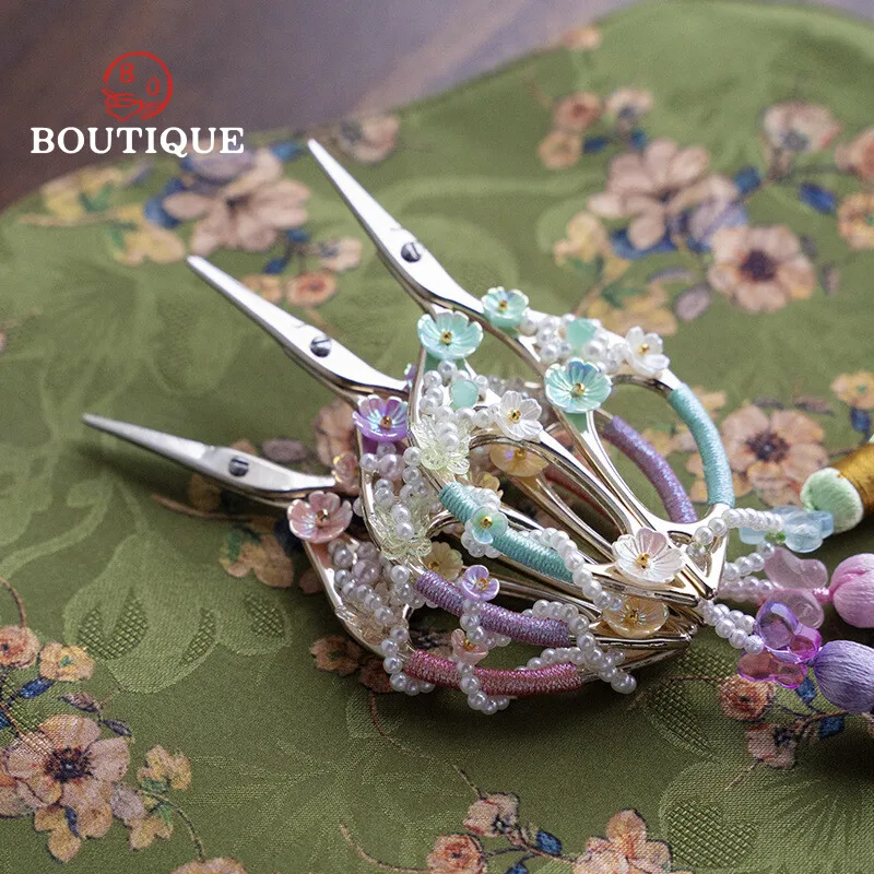 Chinese Antique Hand-woven Tea Scissors High-end Tea Art Knife Tassel Pendant Mini Scissors Teaware Ceremony Accessories