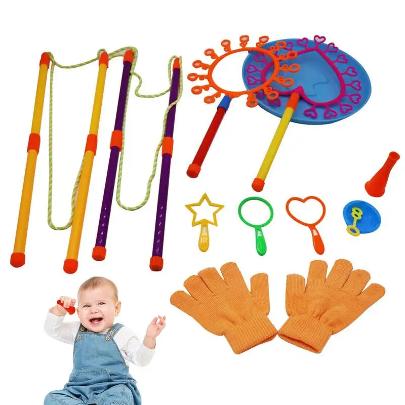 

11pcs Bubble Wands Set Blowing Bubble Tool Soap Bubble Maker Blower Big Bubble Dish Outdoor Without Water Shape Toy Bubble Maker