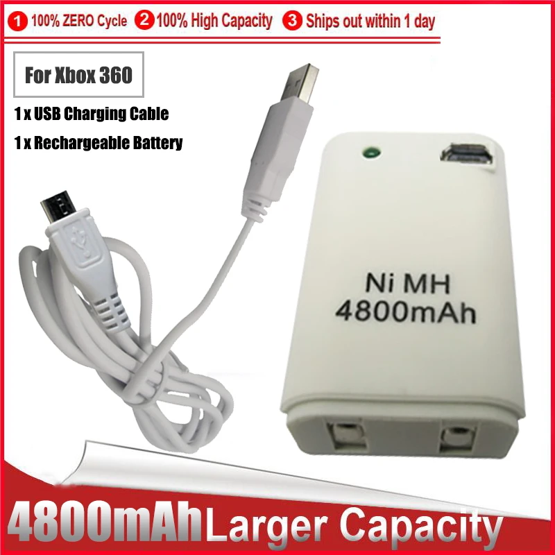 4800Mah Battery Pack + Cavo Del Caricatore Per Xbox 360 Batteria Del Controller Xbox 360 Periferiche E Controller Per Videogiochi Di Ricambio Bateria