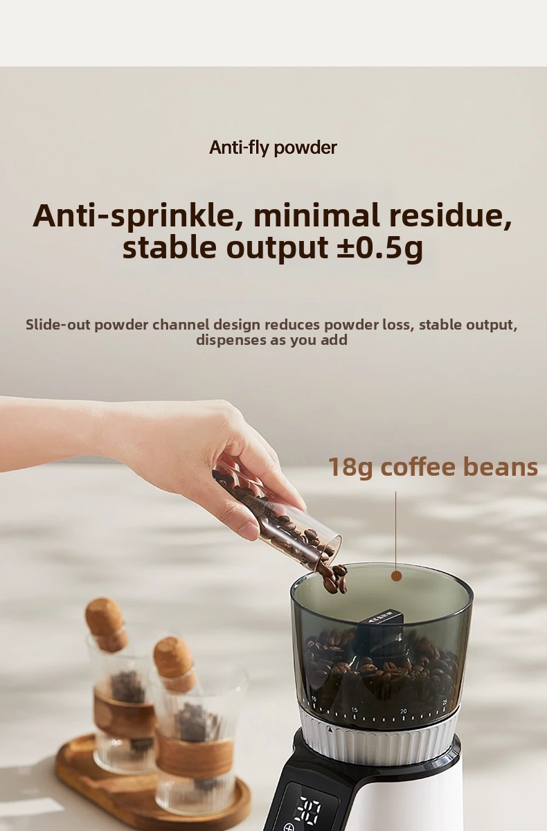 Automatische Elektrische Kaffeemühle für Espresso - Für Gewerbe & Haushalt mit Präziser Dosierung, Einstellbarer Mahlgradeinstellung, Edelstahl – Detail 7