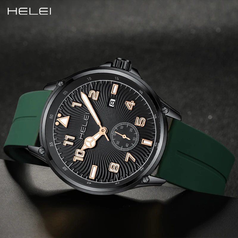 HELEI Hot Model 2024 Jazz Series Sport Comfort Multifunction Quartz Movement Men's Quartz Watch Men's Waterproof Watch