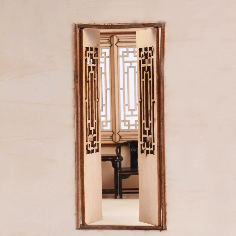 2pcs/4pcs Dollhouse Window Grid Frame Construction Material Chinese Furniture Model Building Miniature Decorative Wooden Craft 3