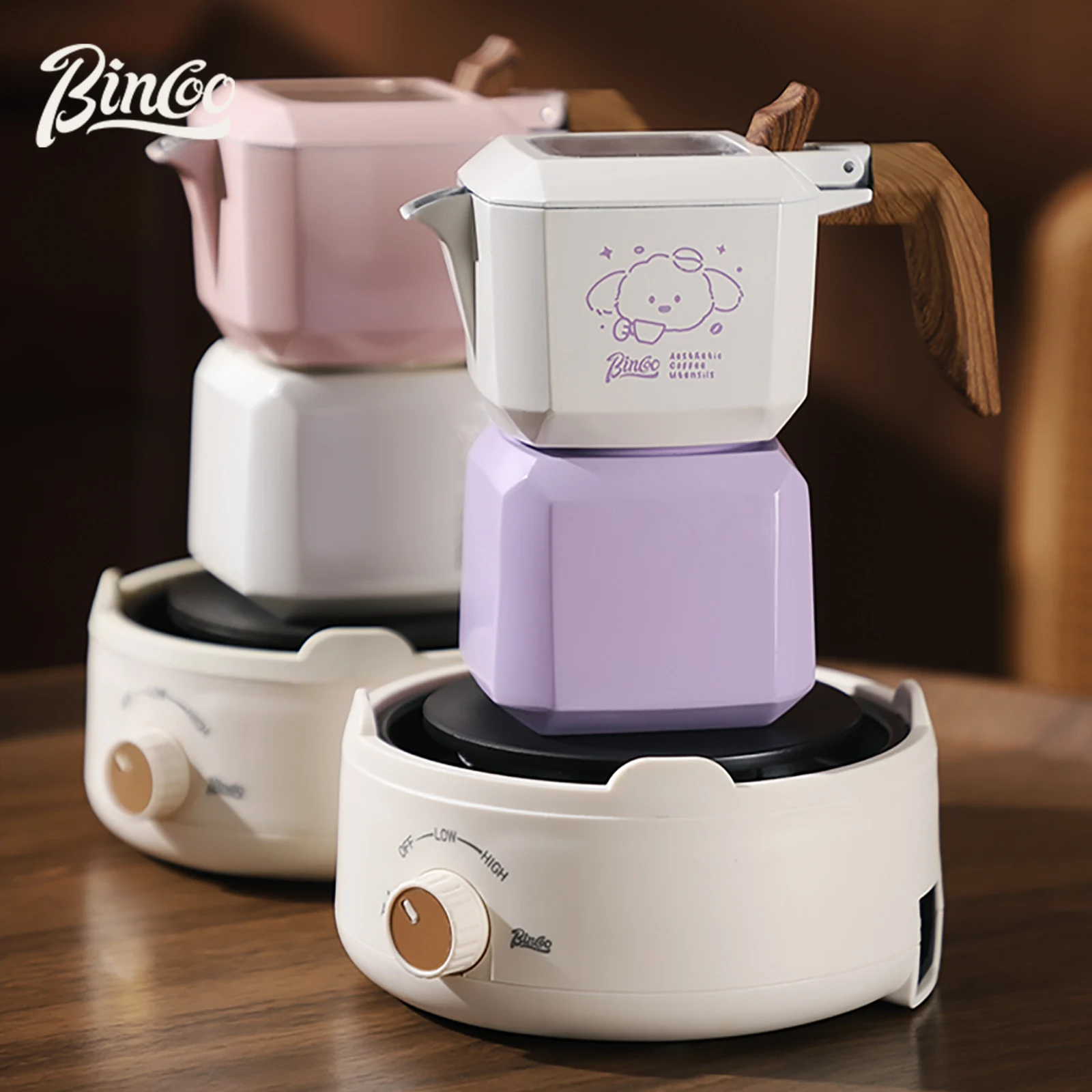 طقم صانع القهوة الموكا بتصميم حيواني من بينكو، نظا...