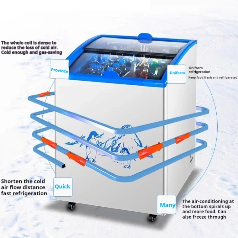 SD/SC-129L Commercial Freezer Household Small Ice Cream Cabinet Kitchen Refrigerator Freezer.