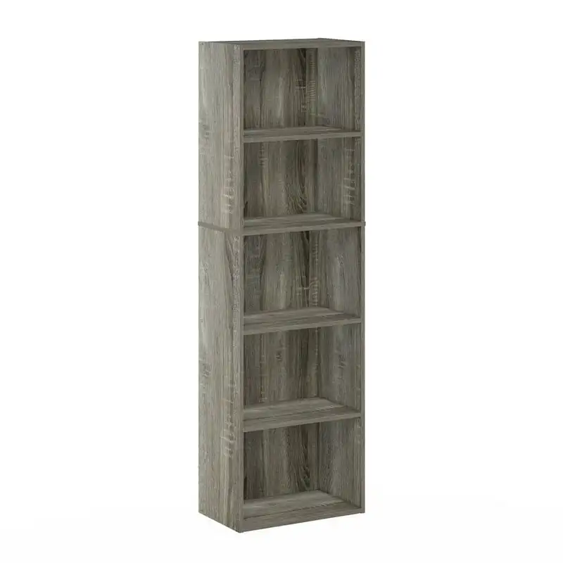 

5-Tier Reversible Color Open Bookcase, French Oak
