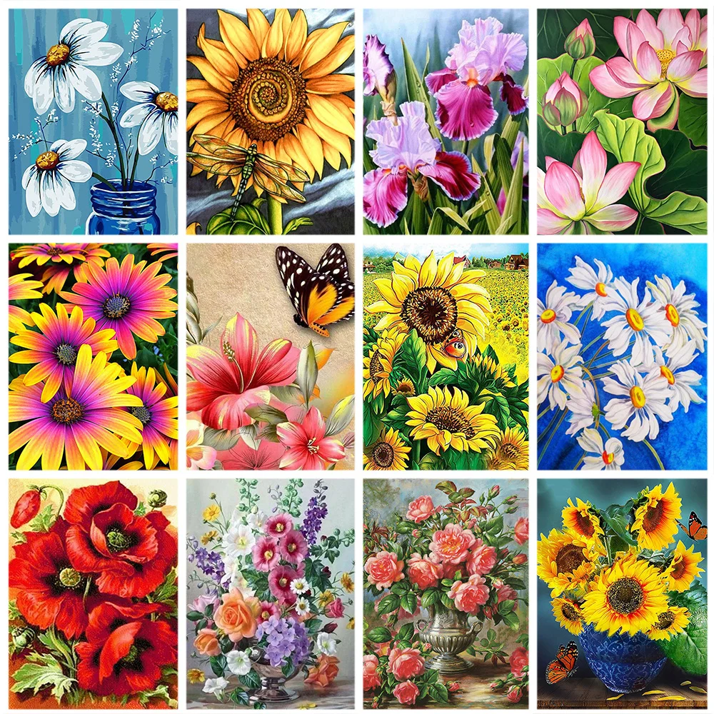 

Miaodu 5D DIY Diamond Painting Flower Rose Cross Stitch Kits Picture Of Rhinestones Sunflower Embroidery Home Decor Gift