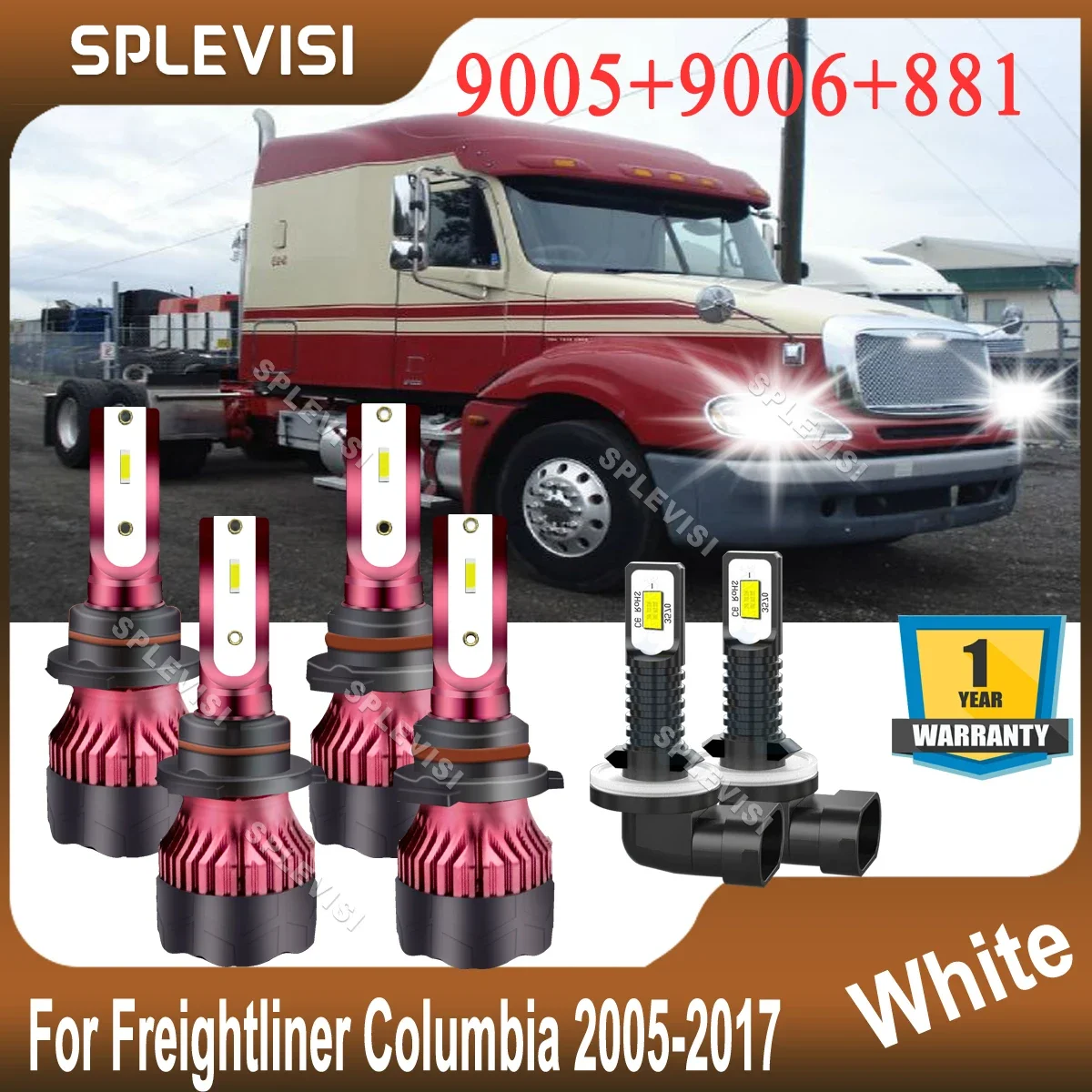 

Bright White LED Headlight Foglight For Freightliner Columbia 2005 2006 2007 2008 2009 2010 2011 2012 2013 2014 2015 2016 2017