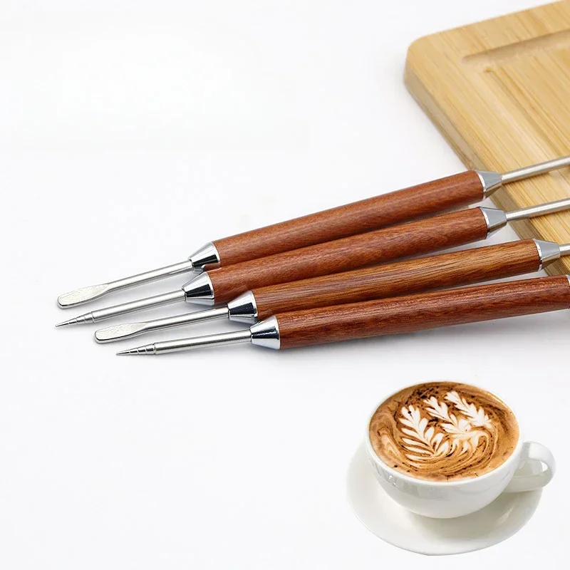 Description Picture 5 of itemCoffee Pull Flower Needle Stainless Steel Carved Stick Cappuccino Latte Coffee Decorative Art Pen Fancy Stitch Barista Tool