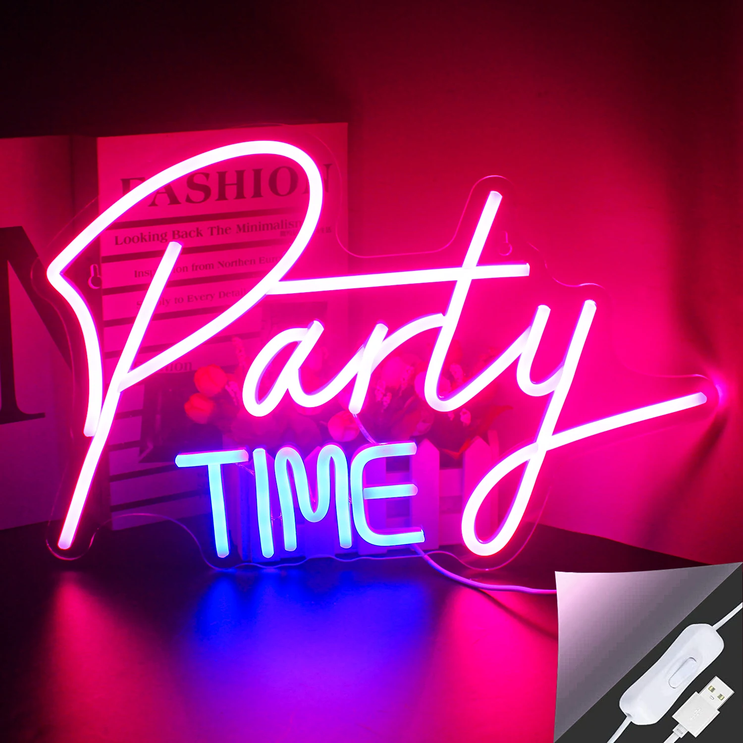 

Neon Sign LED Light Party Time For Birthdays Weddings Club Bar Single Cocktail Dance Holiday Party Wall Decor Neon Night Light