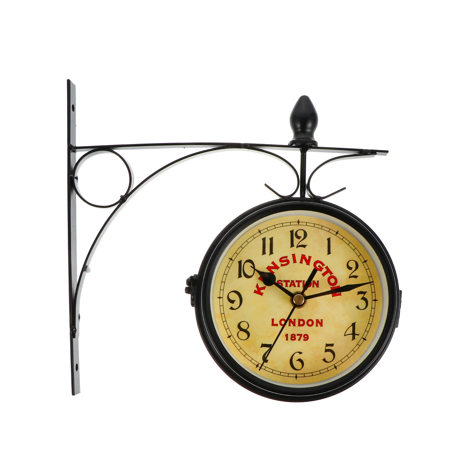 

Clock Wall Decoration Digital Retro Hanging Wrought Iron Double-sided Reloj Pared