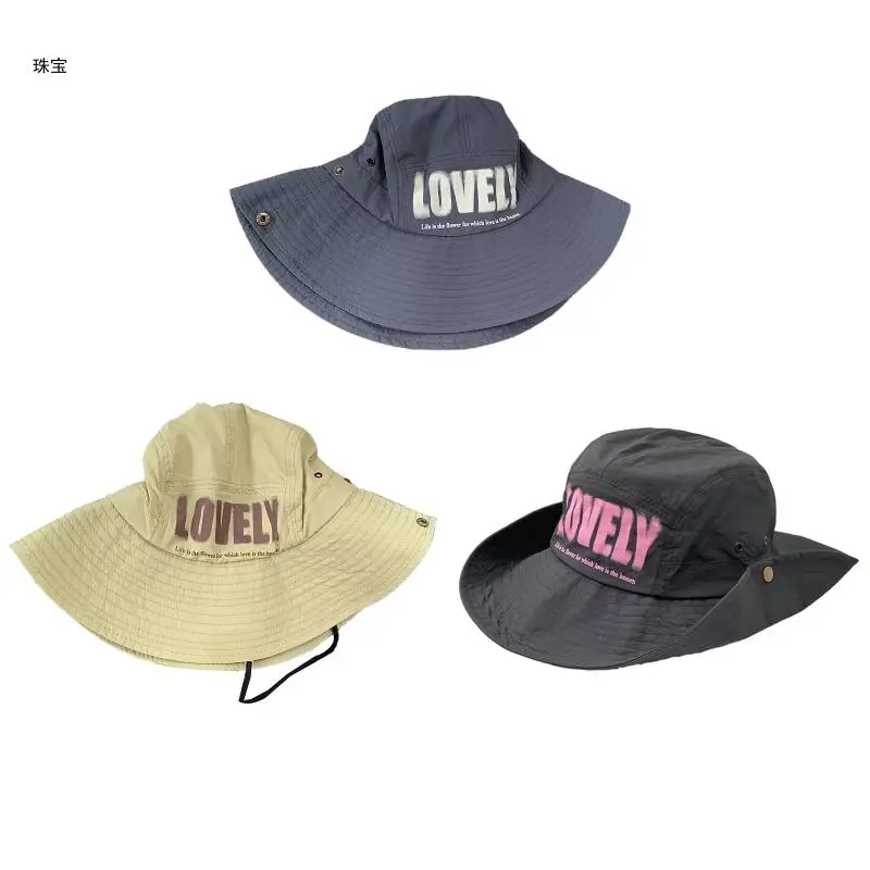 

X5QE Summer Letters Print Fisherman Hat Sunscreen All-match Bucket Hat for Daily Wear