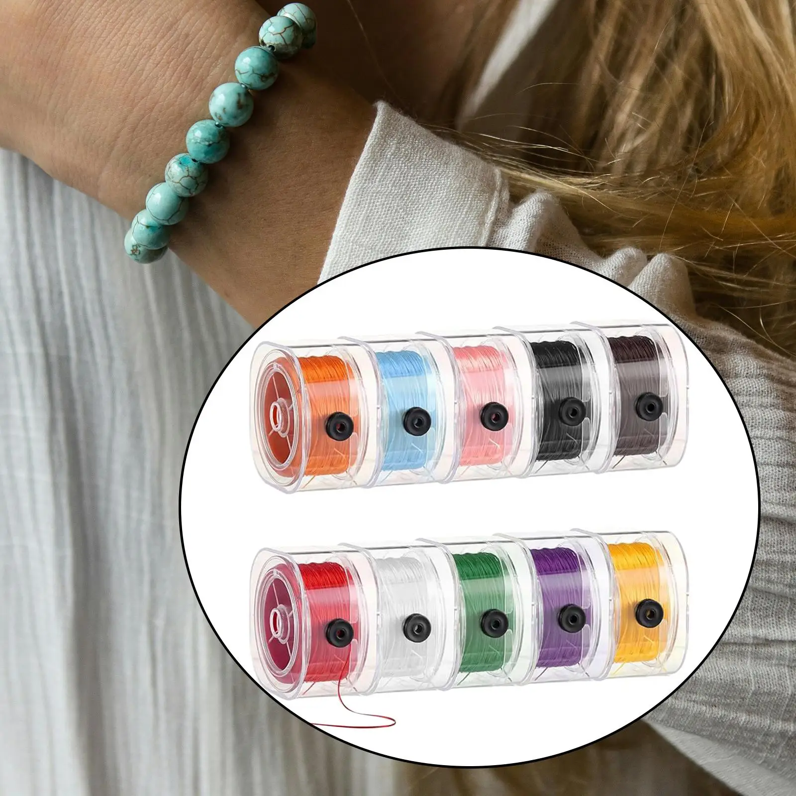 

10 Pieces 0.8mm Elastic Strings for Bracelets Beading Cords DIY Crafting Lightweight Portable Bracelet Strings Elastic Cords