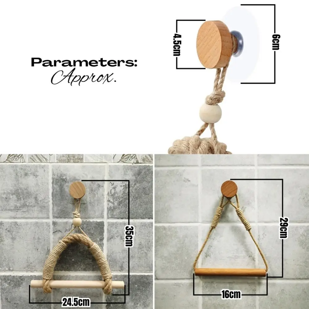 1Pcs with Movable Suction Cup Toilet Paper Holder Toilet Accessories Wall Mounted Towel Hanging Rope Wooden paper towel holder toilet paper holder toilet roll holder