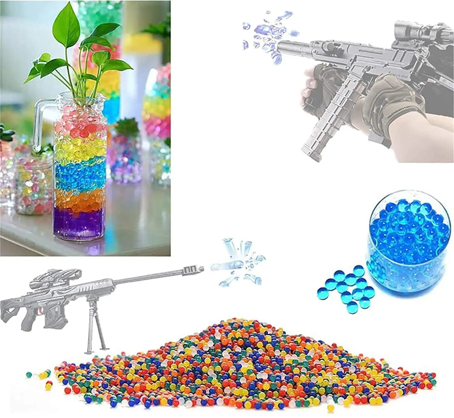 Water Beads Blue Refill Ammo (6 Pack-10,000 Per Pack) 7-8mm Water