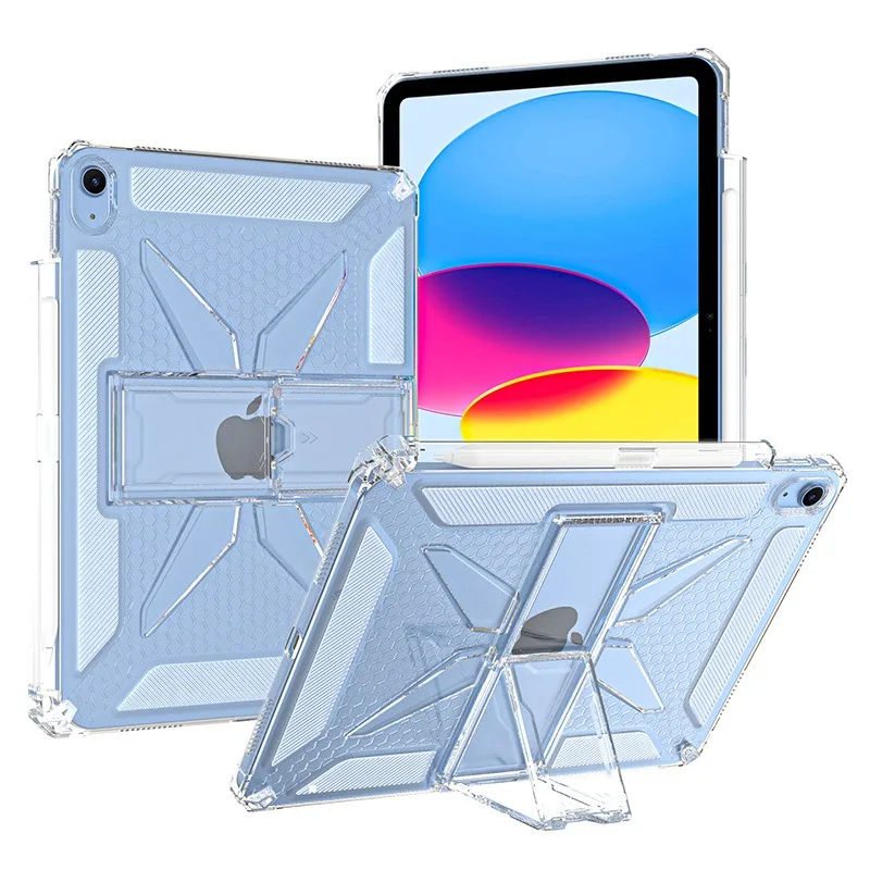 Premium Transparent Stand Tablet Case with Pencil Holder Cover