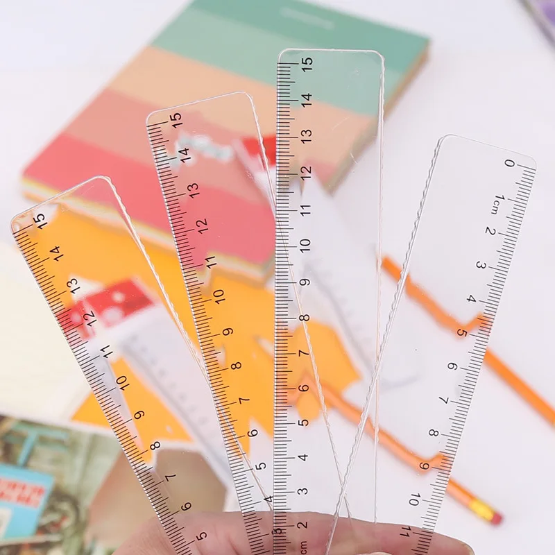 15 cm Transparent Straight Ruler 6 inch Clear Ruler Drawing Ruler Plastic Rulers For Student School Office Stationery 60 Pcs