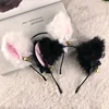 Plush Lace Cat Ears Bell Hair band for Women Elegant Girl Headband Party Cosplay Fashion Hair Accessories