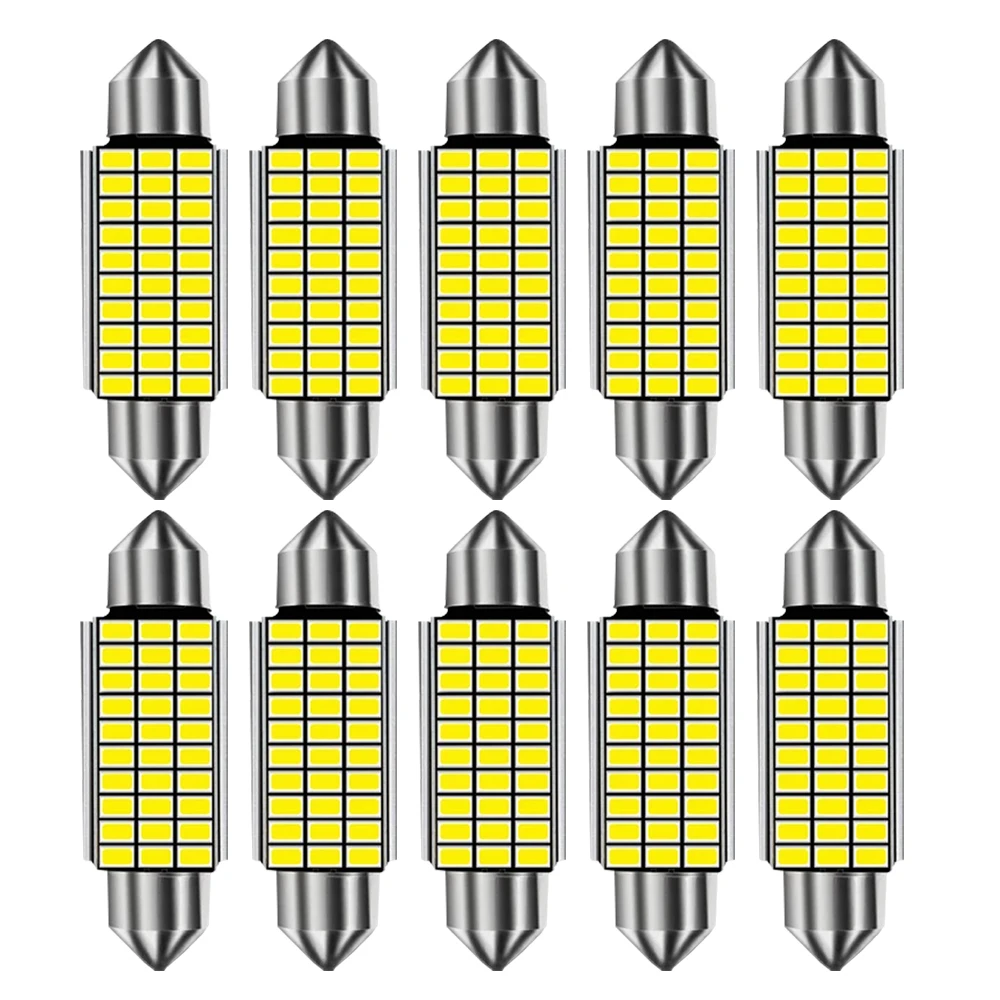 

10pcs Error Free 10x C5W C10W LED Bulb 31 36mm 39mm 42 Interior Reading Light Festoon Auto Dome License Plate Luggage Trunk Lamp
