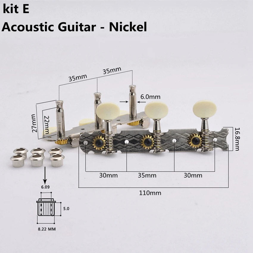 Classical Guitar 9.9mm Machine Heads Tuners Acoustic Guitar 6.0mm Machine Heads Tuners 1 Set