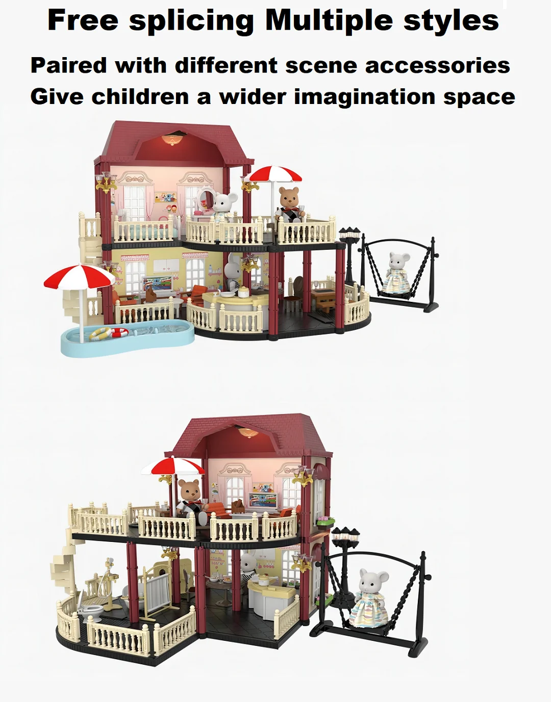 Dollhouse accessories and furniture Miniature Kit Pretend Toys For Kids Forest Family Simulation House Christmas Gift 3
