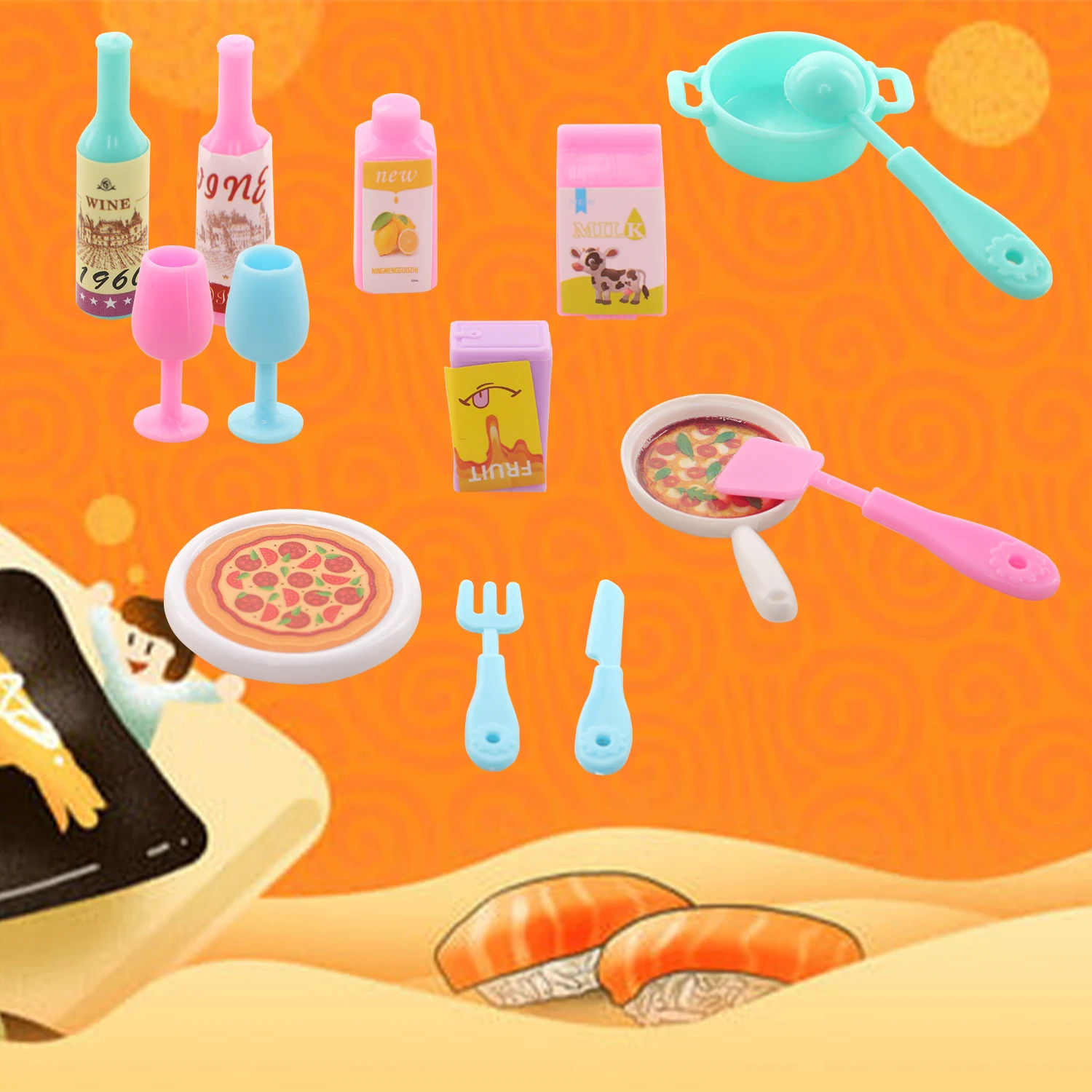 Kitchen Barbie Dishes 1995 