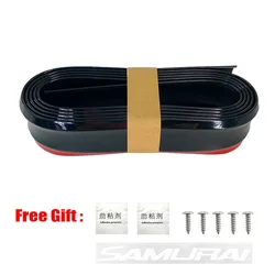 Universal Carbon Fiber Rubber Car Front Bumper Lip & Side Skirt Protector Strip - Anti - Scratch Spoiler Accessory (Glossy Black)