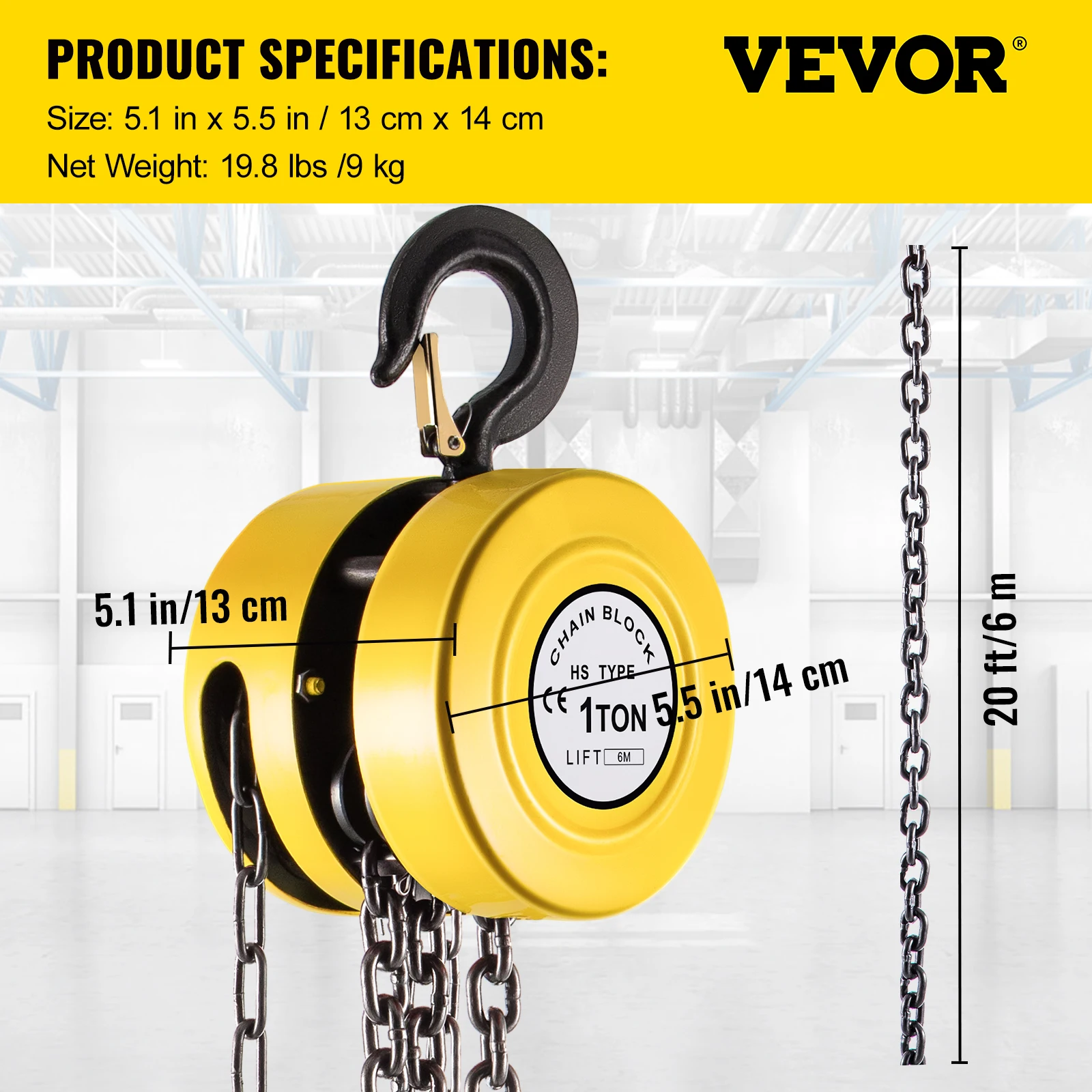 thumbnail image 2 of Mini Lever Chain Hoist 1/2 Ton Capacity - 20ft Alloy Steel Manual Come Along Winch 2 of 10
