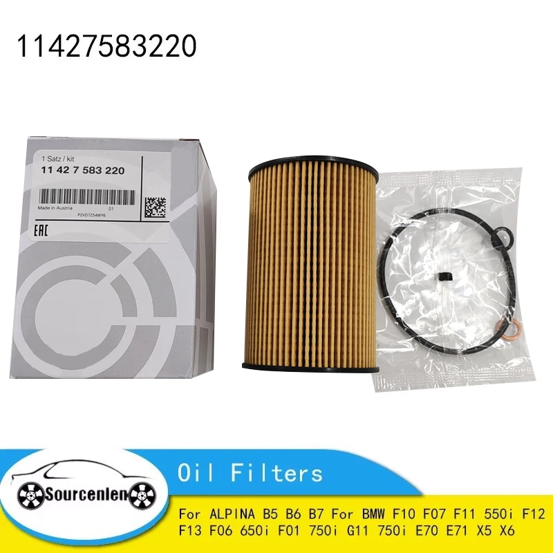 Engine Oil Filter Kit For ALPINA B5 B6 B7 BMW F10 F07 F11 550i F12 F13 F06 650i F01 750i G11 750i E70 E71 X5 X6 11427583220