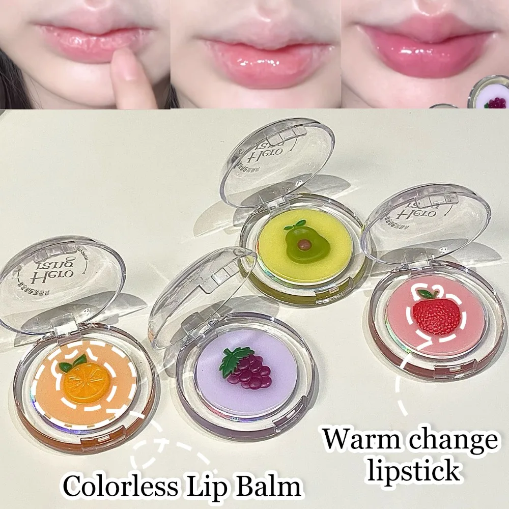 Fruit 2-in-1 Temperature Changing Lipstick Makeup Plate Double Layer Clear Base Moisturizing Lip Balm Care Activated Lip Makeup_voghion.com