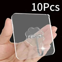 Transparent Wall Hooks Hangers Self Adhesive Door Wall Hangers Hooks Suction Heavy Load Rack For Kitchen Bathroom Accessories 1