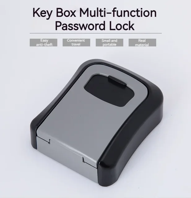 Wall Mount Key Lock Box 4 Digit Password Code Security Lock No Key for Home Office Key Safe Secret Storage Box Organizer 6