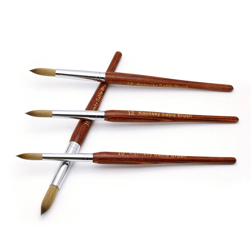 Aokitec Kolinsky Acrylic Nail BrushBlack UV Polish Nail Art Extension Pen Drawing Brushes Modle 08-22/06-14 2