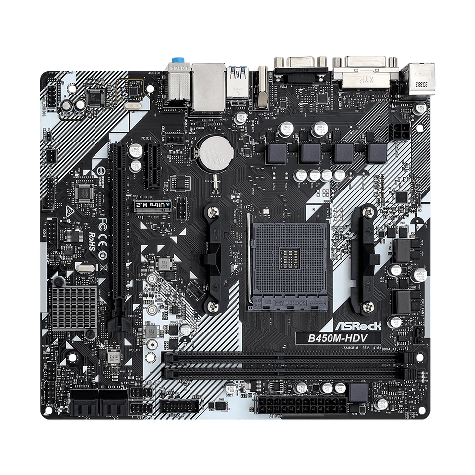 ASRock B450M-HDV R4.0 マザーボード 2xDDR4 DIMMメモリ M.2 NVME