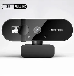 Ultra HD Mini Webcam with Microphone - 2K Full HD, Auto Focus, 30fps USB Camera (2K)