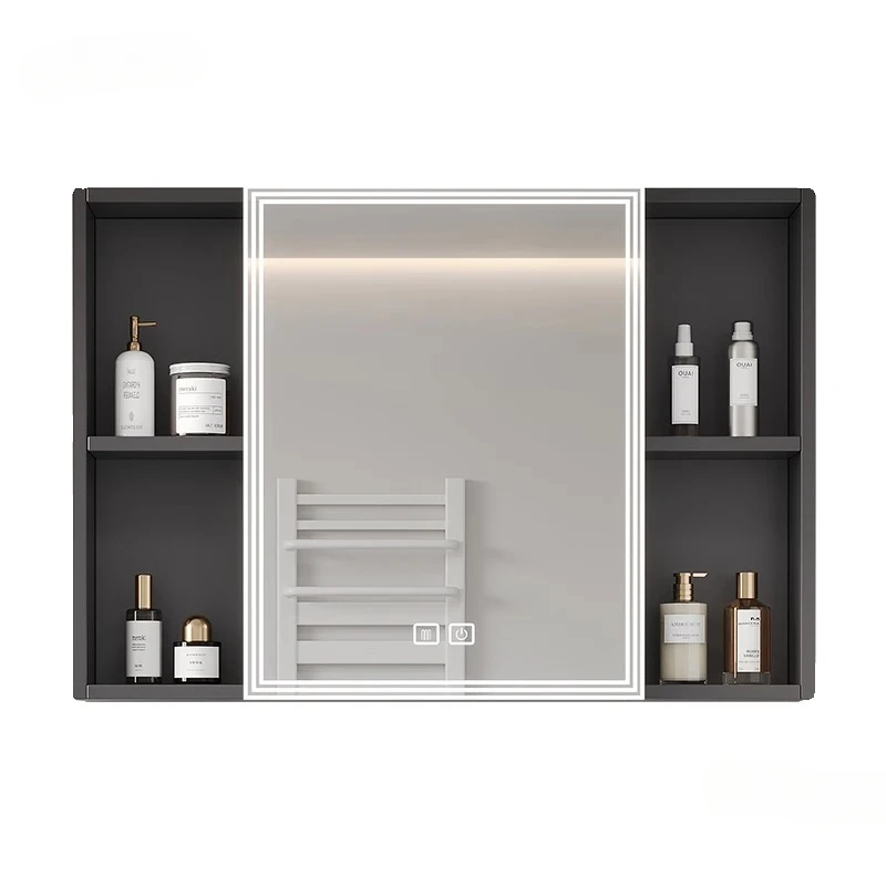 Smart Bathroom Mirror Cabinet Space Aluminum Home Furniture Wall-mounted Storage Makeup Mirror Cabinets with Light Storage