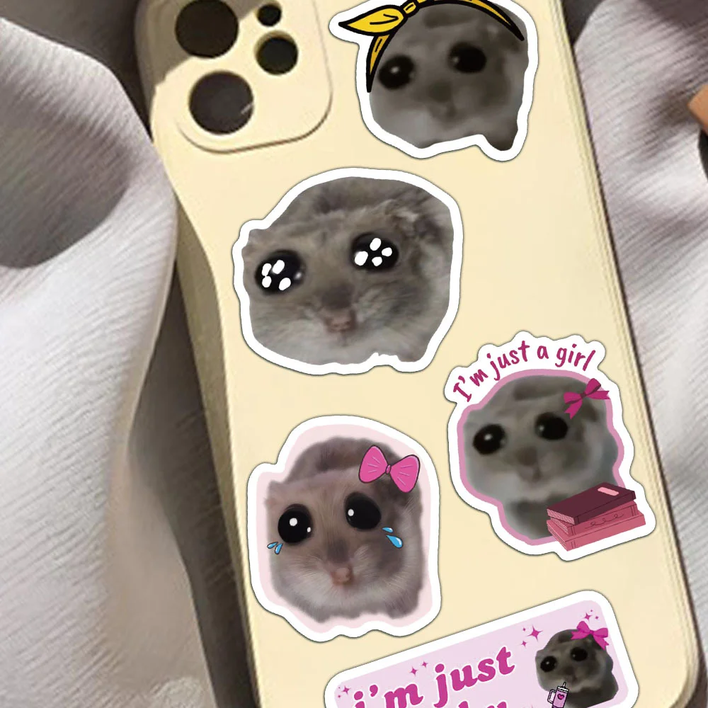 56pcs Cute Sad Hamster Meme Stickers - Adorable Graffiti Waterproof Stickers