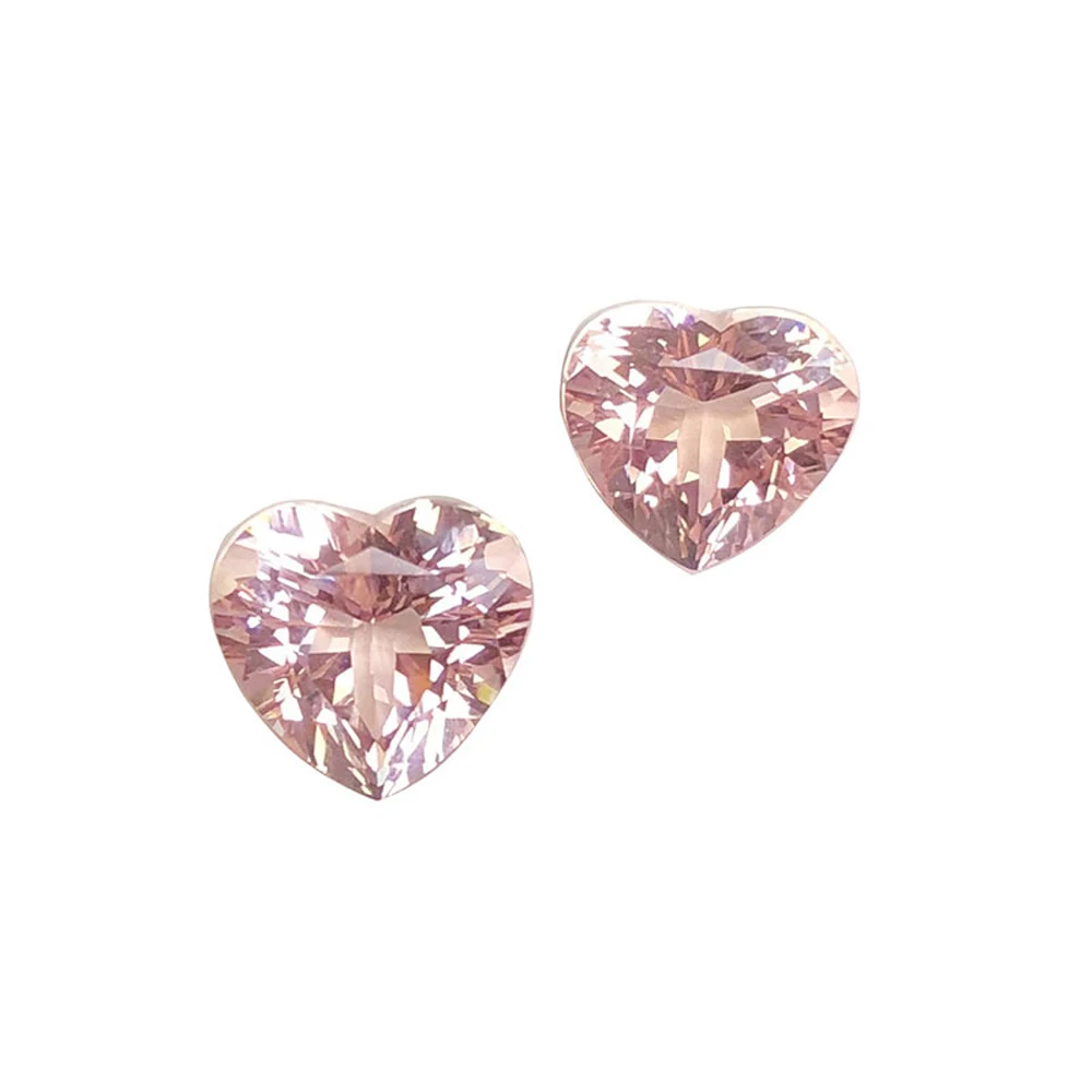 10pcs/lot Eye Clear Natural Stone Pink Morganite Heart Shape Facet 4x4mm-6x6mm Loose Gemstone For Jewelry Making