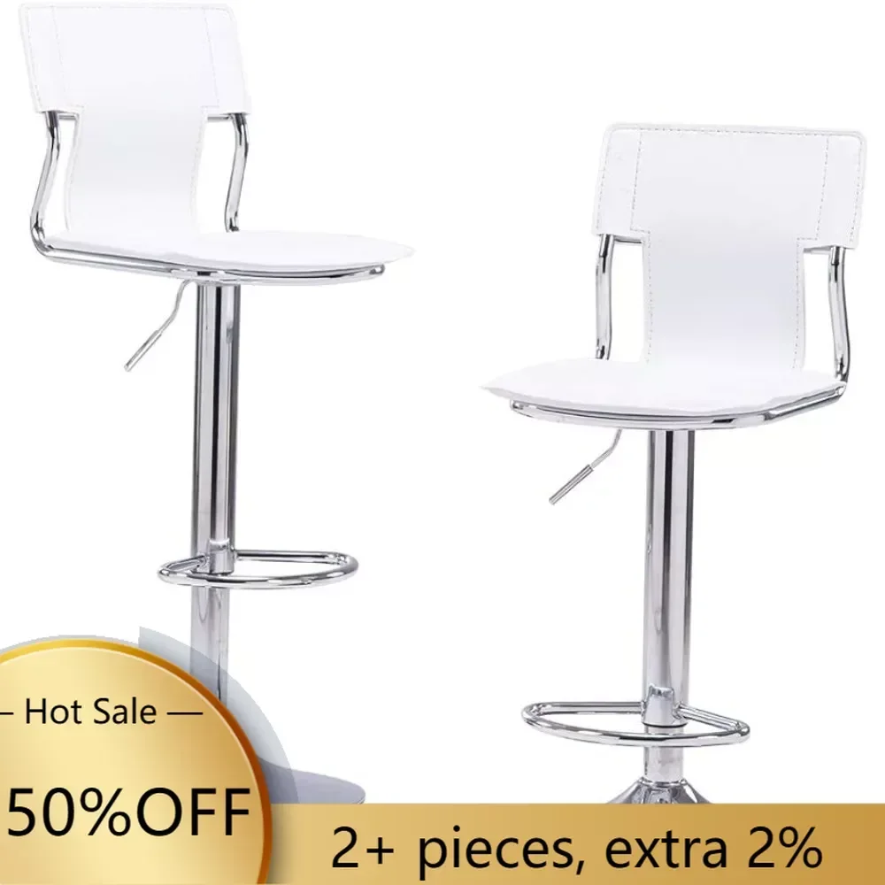 White Adjustable Swivel Counter Bar Stool Chairs With Back (Set of 2) Freight Free Chair Café Furniture