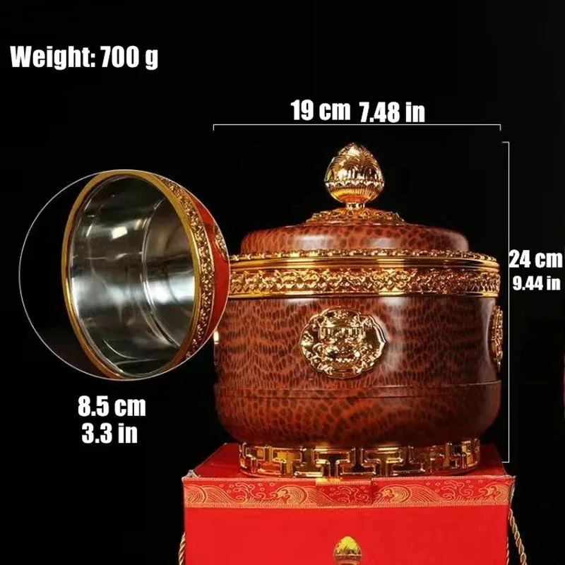 Tibetan Brown Toba Jar Food Bottle Organizer Tantric Metals Handicraft Buddhist Auspicious Tribute Home Gift Desktop Decorative 6