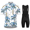 Summer Cycling Clothing Tropical Paradise Short Sleeve Bike Shirt Flower Print Riding Top Hawaii White Men's Cycling Jersey set  1