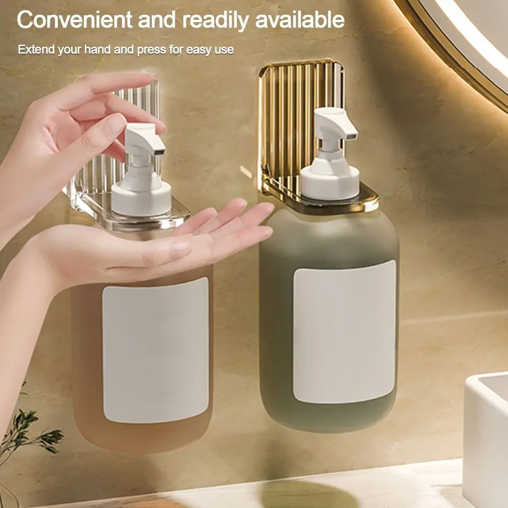 Transparent Wall Mounted Shampoo Bottle Shelf Self-Adhesive Liquid Soap Shower Gel Storage Holder Bathroom Organizer Accessories