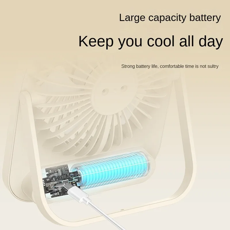 USB Portable Fan New Rechargeable Models of Long-lasting Wind Power Ultra-quiet Outdoor Folding Handheld Super-bo Desktop Fan