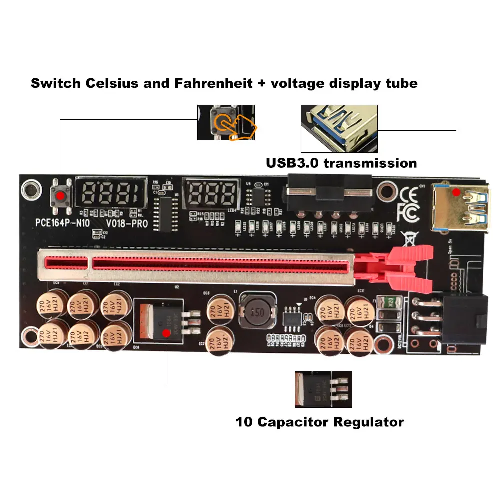 Ver018 Pro Pci-e Riser Card Ver 018 Pro Pci Express 1x To 16x