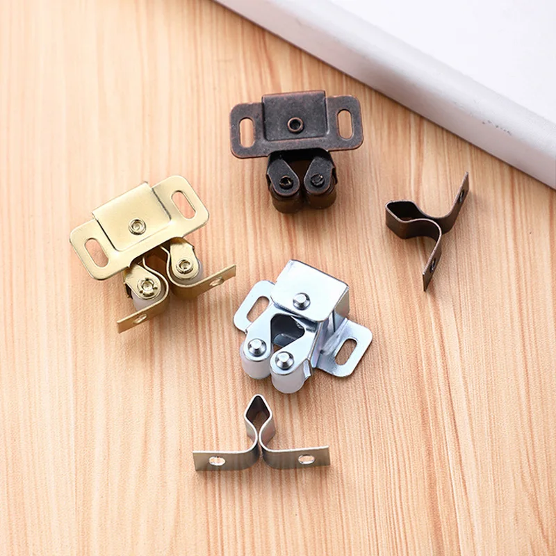 3/5Pc Furniture Door stoppers antique copper color Cupboard Cabinet Door roller Latch Twin Double Catches with striker and Screw door latch cabinet latch