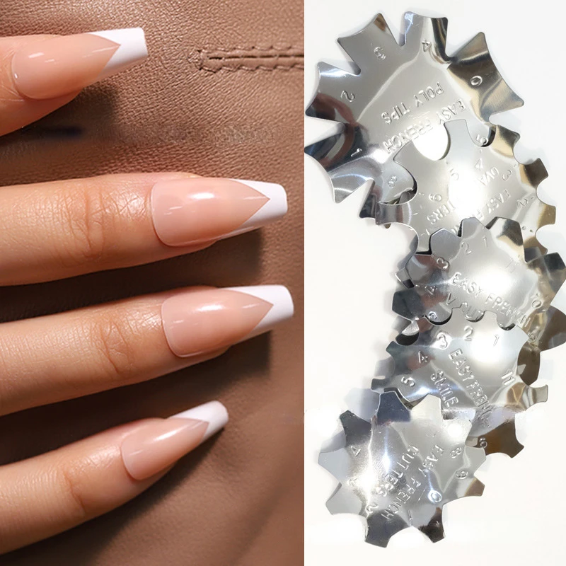 

French Cutter for Nails Stainless Steel Edge Trimmer Templates C V Shape French Smile Cut Nail Art Acrylic Tool