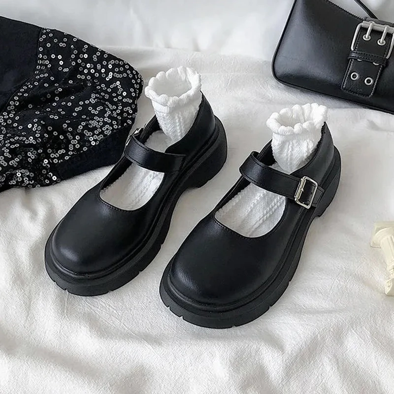 Zapatos de plataforma de charol para mujer, mocasines clásicos de talla grande 44, con cuñas estilo gótico, Lolita, Mary Jane, 2022| | - AliExpress