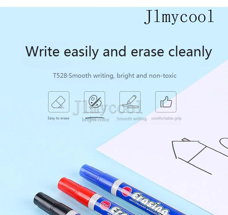 10PCS 사무용품 528 수성 싱글 헤드 화이트보드 펜 쉽게 쓰고 지울 수 있는 펜